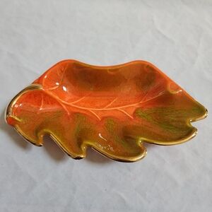 California Pottery Orange Leaf Dish